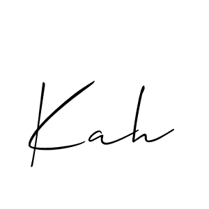 Design your own signature with our free online signature maker. With this signature software, you can create a handwritten (Allison_Script) signature for name Kah. Kah signature style 2 images and pictures png