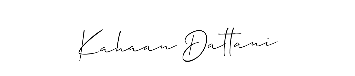 Make a beautiful signature design for name Kahaan Dattani. With this signature (Allison_Script) style, you can create a handwritten signature for free. Kahaan Dattani signature style 2 images and pictures png
