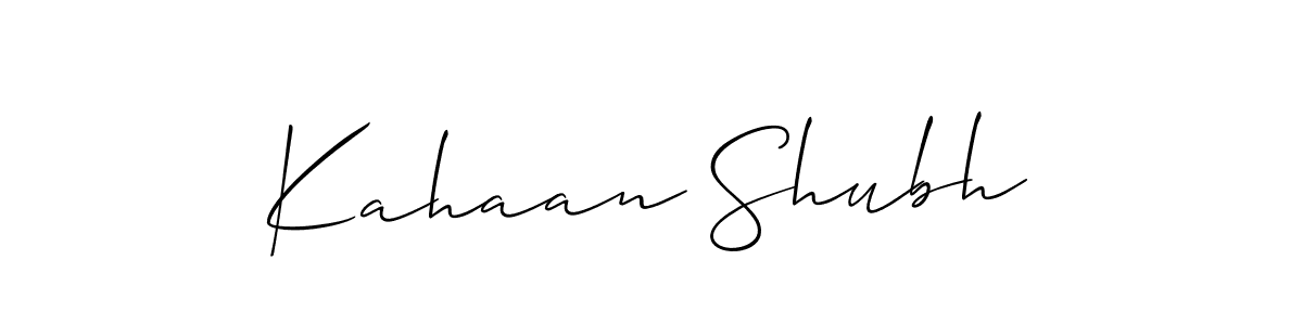 How to Draw Kahaan Shubh signature style? Allison_Script is a latest design signature styles for name Kahaan Shubh. Kahaan Shubh signature style 2 images and pictures png