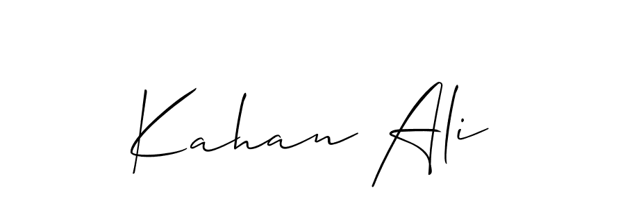 The best way (Allison_Script) to make a short signature is to pick only two or three words in your name. The name Kahan Ali include a total of six letters. For converting this name. Kahan Ali signature style 2 images and pictures png