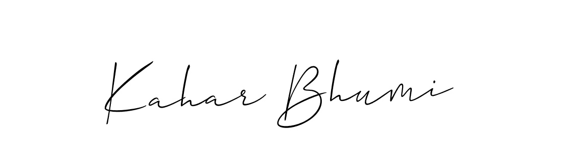 Use a signature maker to create a handwritten signature online. With this signature software, you can design (Allison_Script) your own signature for name Kahar Bhumi. Kahar Bhumi signature style 2 images and pictures png