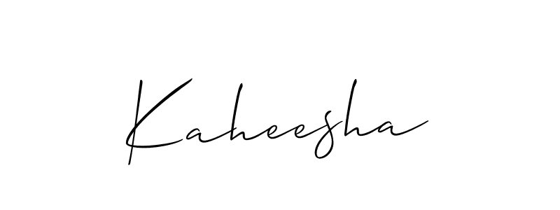 Use a signature maker to create a handwritten signature online. With this signature software, you can design (Allison_Script) your own signature for name Kaheesha. Kaheesha signature style 2 images and pictures png