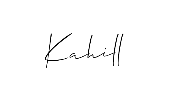 It looks lik you need a new signature style for name Kahill. Design unique handwritten (Allison_Script) signature with our free signature maker in just a few clicks. Kahill signature style 2 images and pictures png