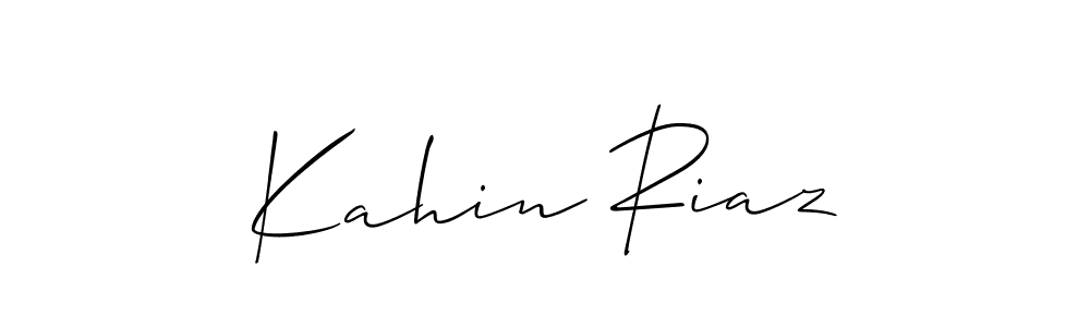 Allison_Script is a professional signature style that is perfect for those who want to add a touch of class to their signature. It is also a great choice for those who want to make their signature more unique. Get Kahin Riaz name to fancy signature for free. Kahin Riaz signature style 2 images and pictures png