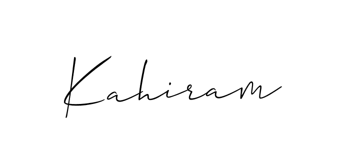 Make a beautiful signature design for name Kahiram. With this signature (Allison_Script) style, you can create a handwritten signature for free. Kahiram signature style 2 images and pictures png