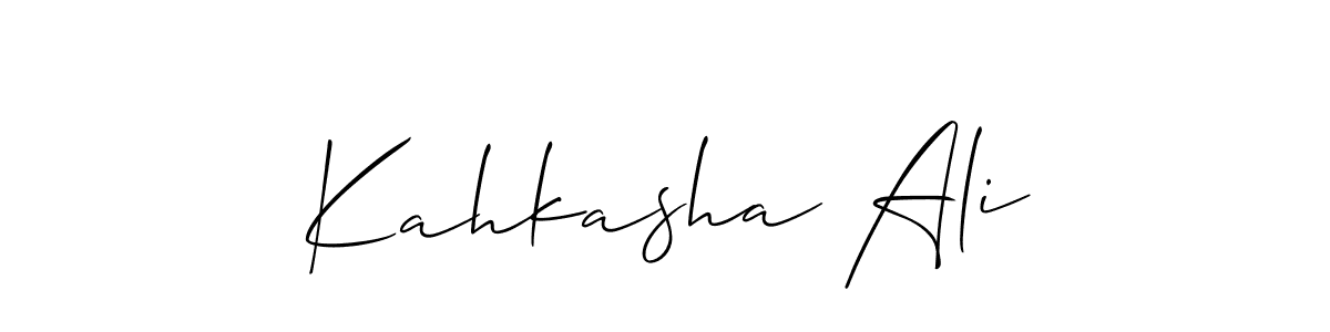 The best way (Allison_Script) to make a short signature is to pick only two or three words in your name. The name Kahkasha Ali include a total of six letters. For converting this name. Kahkasha Ali signature style 2 images and pictures png
