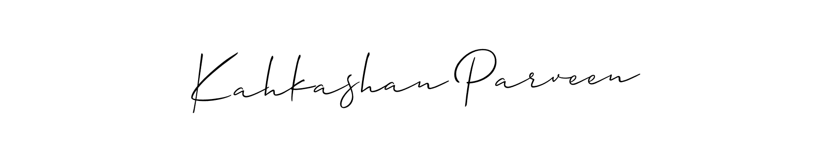 How to make Kahkashan Parveen signature? Allison_Script is a professional autograph style. Create handwritten signature for Kahkashan Parveen name. Kahkashan Parveen signature style 2 images and pictures png