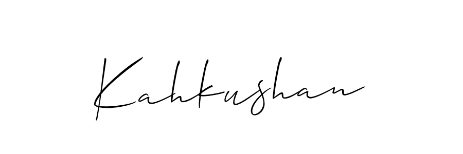 Use a signature maker to create a handwritten signature online. With this signature software, you can design (Allison_Script) your own signature for name Kahkushan. Kahkushan signature style 2 images and pictures png