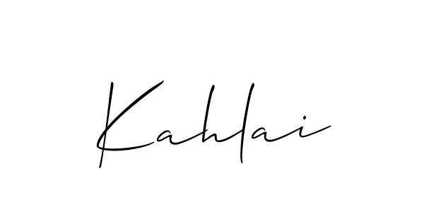 Allison_Script is a professional signature style that is perfect for those who want to add a touch of class to their signature. It is also a great choice for those who want to make their signature more unique. Get Kahlai name to fancy signature for free. Kahlai signature style 2 images and pictures png