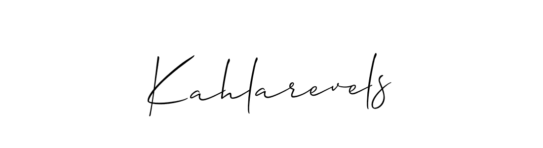 Allison_Script is a professional signature style that is perfect for those who want to add a touch of class to their signature. It is also a great choice for those who want to make their signature more unique. Get Kahlarevels name to fancy signature for free. Kahlarevels signature style 2 images and pictures png