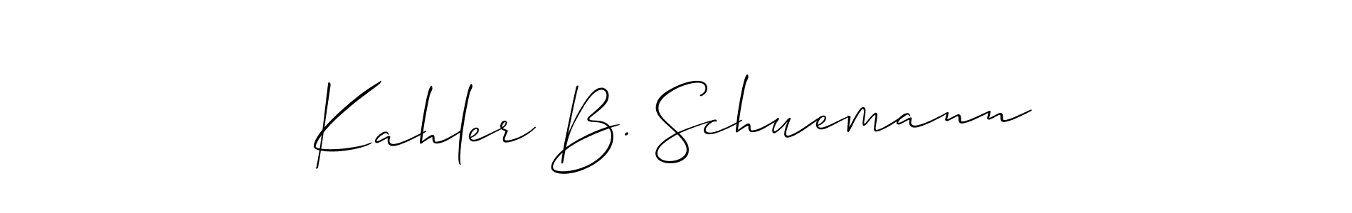 It looks lik you need a new signature style for name Kahler B. Schuemann. Design unique handwritten (Allison_Script) signature with our free signature maker in just a few clicks. Kahler B. Schuemann signature style 2 images and pictures png