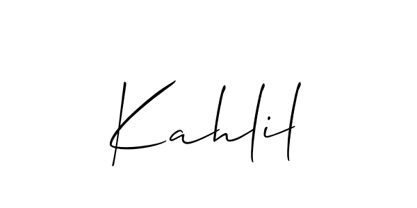 Make a short Kahlil signature style. Manage your documents anywhere anytime using Allison_Script. Create and add eSignatures, submit forms, share and send files easily. Kahlil signature style 2 images and pictures png