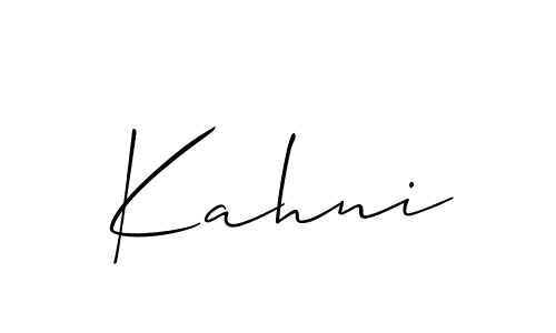 Allison_Script is a professional signature style that is perfect for those who want to add a touch of class to their signature. It is also a great choice for those who want to make their signature more unique. Get Kahni name to fancy signature for free. Kahni signature style 2 images and pictures png