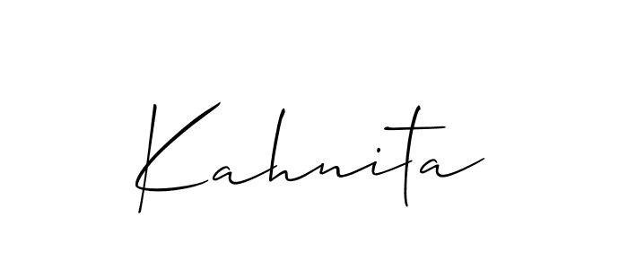 It looks lik you need a new signature style for name Kahnita. Design unique handwritten (Allison_Script) signature with our free signature maker in just a few clicks. Kahnita signature style 2 images and pictures png