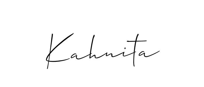 Make a beautiful signature design for name Kahnita. With this signature (Allison_Script) style, you can create a handwritten signature for free. Kahnita signature style 2 images and pictures png