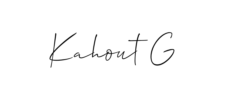 You should practise on your own different ways (Allison_Script) to write your name (Kahout G) in signature. don't let someone else do it for you. Kahout G signature style 2 images and pictures png