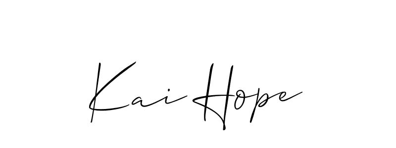The best way (Allison_Script) to make a short signature is to pick only two or three words in your name. The name Kai Hope include a total of six letters. For converting this name. Kai Hope signature style 2 images and pictures png