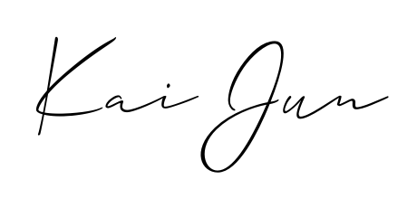 Get inspired by this graceful Allison_Script signature style for name Kai Jun. Smooth loops and balanced proportions for everyday use. Kai Jun signature style 2 images and pictures png