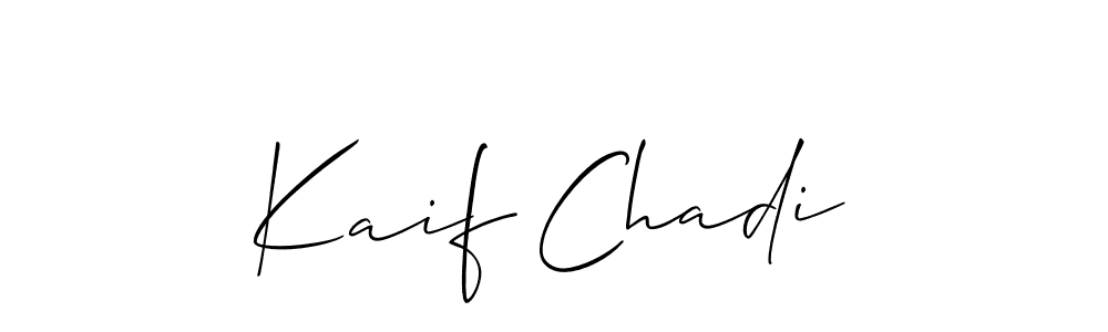 Use a signature maker to create a handwritten signature online. With this signature software, you can design (Allison_Script) your own signature for name Kaif Chadi. Kaif Chadi signature style 2 images and pictures png