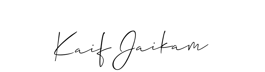 Allison_Script is a professional signature style that is perfect for those who want to add a touch of class to their signature. It is also a great choice for those who want to make their signature more unique. Get Kaif Jaikam name to fancy signature for free. Kaif Jaikam signature style 2 images and pictures png