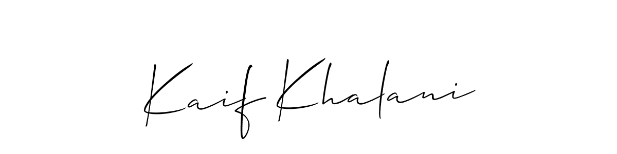 Create a beautiful signature design for name Kaif Khalani. With this signature (Allison_Script) fonts, you can make a handwritten signature for free. Kaif Khalani signature style 2 images and pictures png