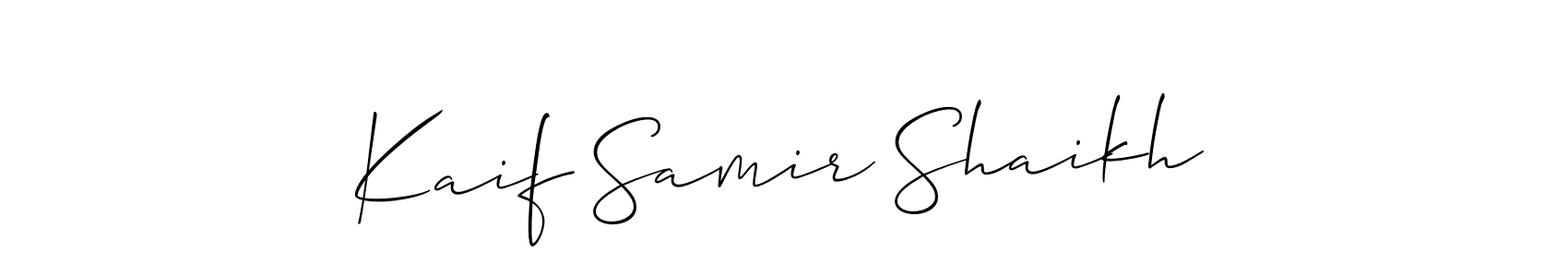 It looks lik you need a new signature style for name Kaif Samir Shaikh. Design unique handwritten (Allison_Script) signature with our free signature maker in just a few clicks. Kaif Samir Shaikh signature style 2 images and pictures png