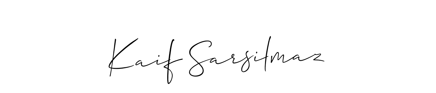 Use a signature maker to create a handwritten signature online. With this signature software, you can design (Allison_Script) your own signature for name Kaif Sarsilmaz. Kaif Sarsilmaz signature style 2 images and pictures png