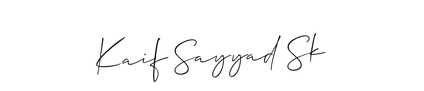 Design your own signature with our free online signature maker. With this signature software, you can create a handwritten (Allison_Script) signature for name Kaif Sayyad Sk. Kaif Sayyad Sk signature style 2 images and pictures png