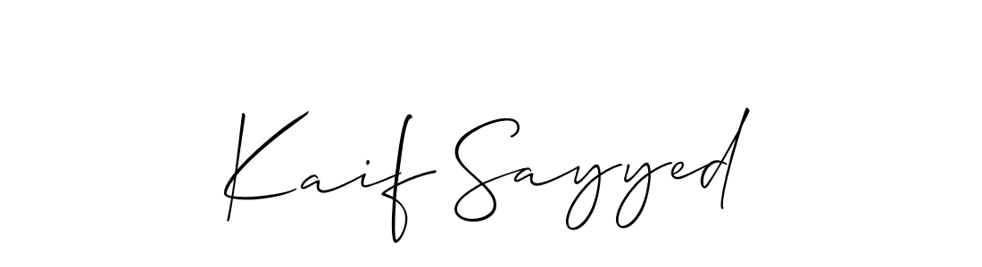 How to make Kaif Sayyed name signature. Use Allison_Script style for creating short signs online. This is the latest handwritten sign. Kaif Sayyed signature style 2 images and pictures png