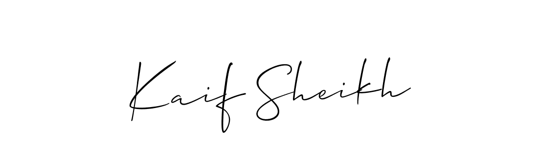 Design your own signature with our free online signature maker. With this signature software, you can create a handwritten (Allison_Script) signature for name Kaif Sheikh. Kaif Sheikh signature style 2 images and pictures png