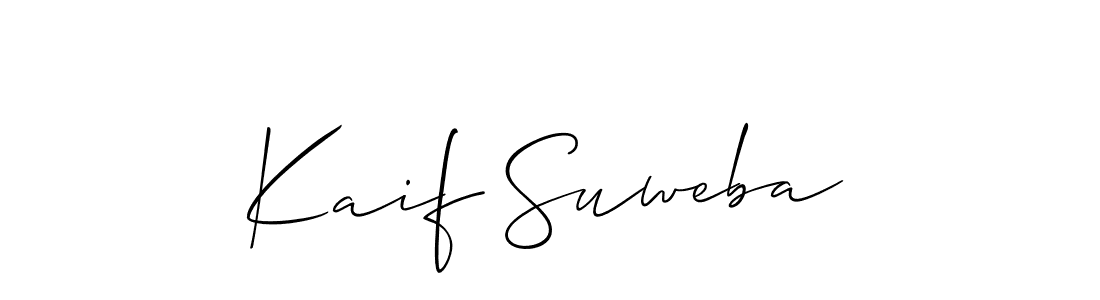 Make a beautiful signature design for name Kaif Suweba. With this signature (Allison_Script) style, you can create a handwritten signature for free. Kaif Suweba signature style 2 images and pictures png