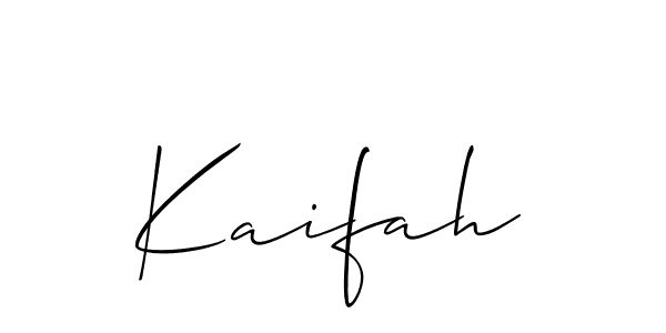 It looks lik you need a new signature style for name Kaifah. Design unique handwritten (Allison_Script) signature with our free signature maker in just a few clicks. Kaifah signature style 2 images and pictures png