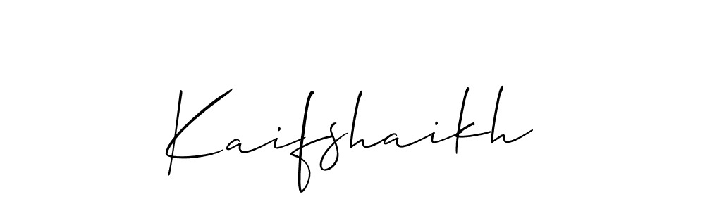 Allison_Script is a professional signature style that is perfect for those who want to add a touch of class to their signature. It is also a great choice for those who want to make their signature more unique. Get Kaifshaikh name to fancy signature for free. Kaifshaikh signature style 2 images and pictures png