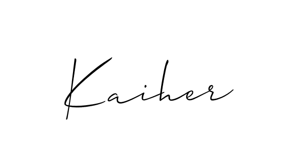 Design your own signature with our free online signature maker. With this signature software, you can create a handwritten (Allison_Script) signature for name Kaiher. Kaiher signature style 2 images and pictures png