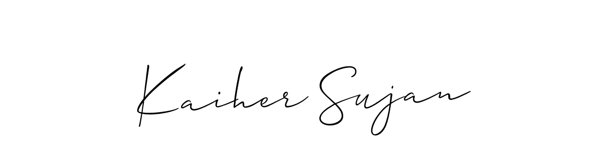 Also You can easily find your signature by using the search form. We will create Kaiher Sujan name handwritten signature images for you free of cost using Allison_Script sign style. Kaiher Sujan signature style 2 images and pictures png