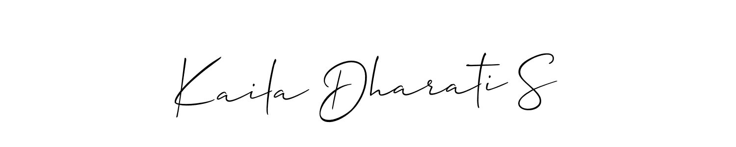 Use a signature maker to create a handwritten signature online. With this signature software, you can design (Allison_Script) your own signature for name Kaila Dharati S. Kaila Dharati S signature style 2 images and pictures png