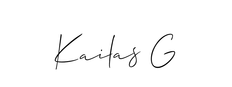 It looks lik you need a new signature style for name Kailas G. Design unique handwritten (Allison_Script) signature with our free signature maker in just a few clicks. Kailas G signature style 2 images and pictures png