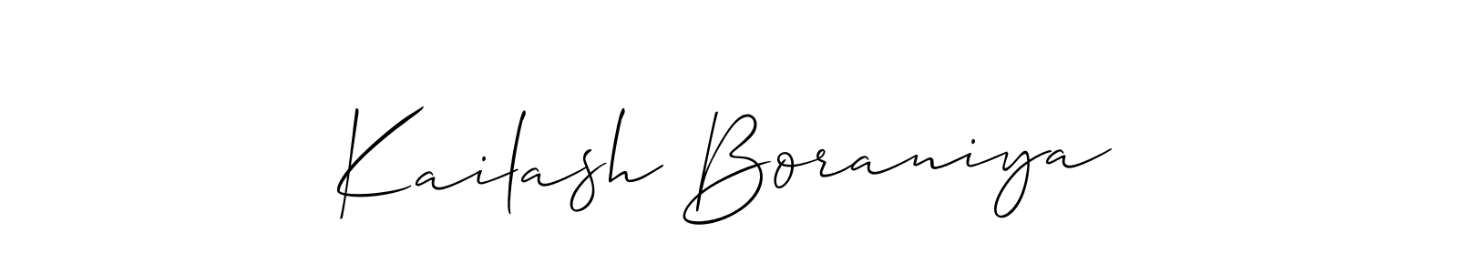 It looks lik you need a new signature style for name Kailash Boraniya. Design unique handwritten (Allison_Script) signature with our free signature maker in just a few clicks. Kailash Boraniya signature style 2 images and pictures png