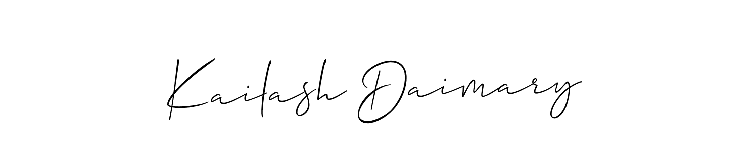 Allison_Script is a professional signature style that is perfect for those who want to add a touch of class to their signature. It is also a great choice for those who want to make their signature more unique. Get Kailash Daimary name to fancy signature for free. Kailash Daimary signature style 2 images and pictures png