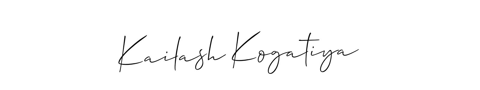 Allison_Script is a professional signature style that is perfect for those who want to add a touch of class to their signature. It is also a great choice for those who want to make their signature more unique. Get Kailash Kogatiya name to fancy signature for free. Kailash Kogatiya signature style 2 images and pictures png
