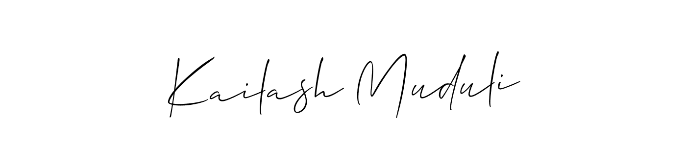 Use a signature maker to create a handwritten signature online. With this signature software, you can design (Allison_Script) your own signature for name Kailash Muduli. Kailash Muduli signature style 2 images and pictures png