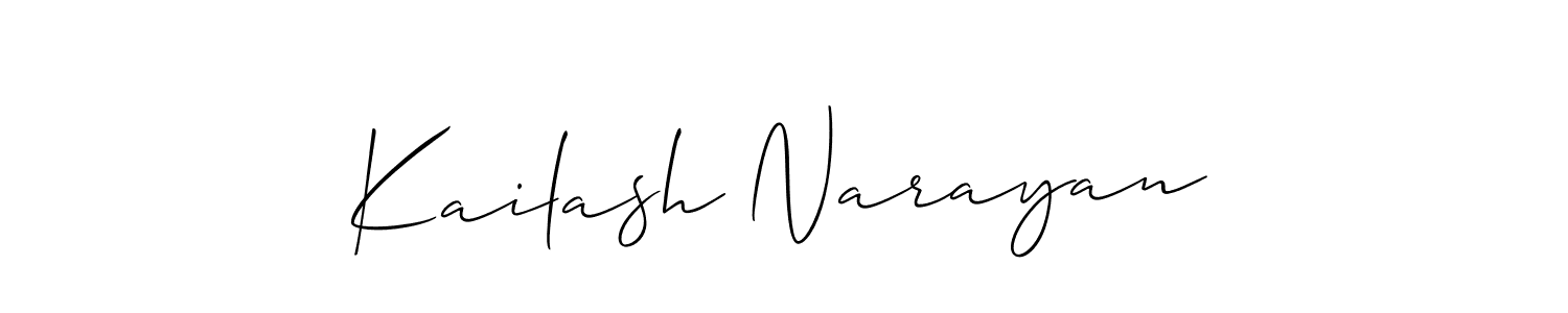 Make a beautiful signature design for name Kailash Narayan. With this signature (Allison_Script) style, you can create a handwritten signature for free. Kailash Narayan signature style 2 images and pictures png