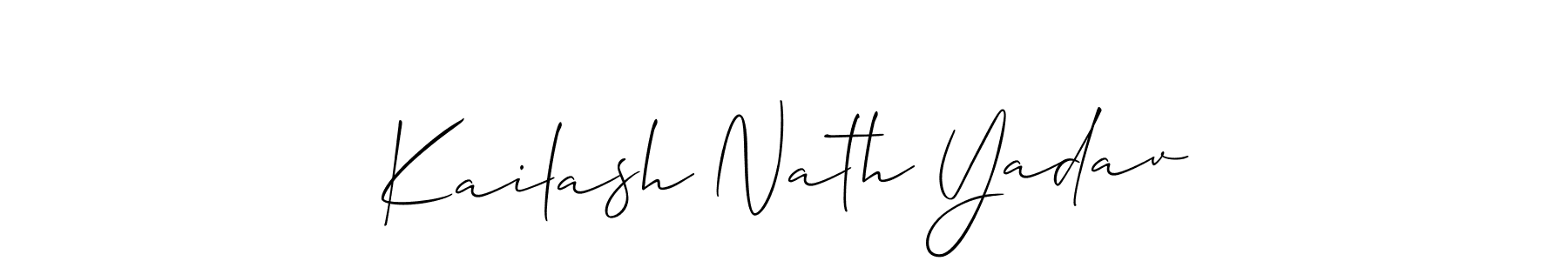 Allison_Script is a professional signature style that is perfect for those who want to add a touch of class to their signature. It is also a great choice for those who want to make their signature more unique. Get Kailash Nath Yadav name to fancy signature for free. Kailash Nath Yadav signature style 2 images and pictures png