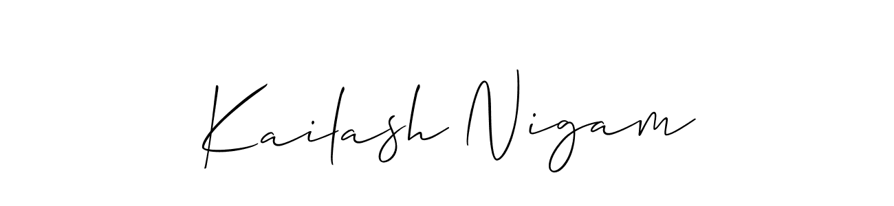 Create a beautiful signature design for name Kailash Nigam. With this signature (Allison_Script) fonts, you can make a handwritten signature for free. Kailash Nigam signature style 2 images and pictures png