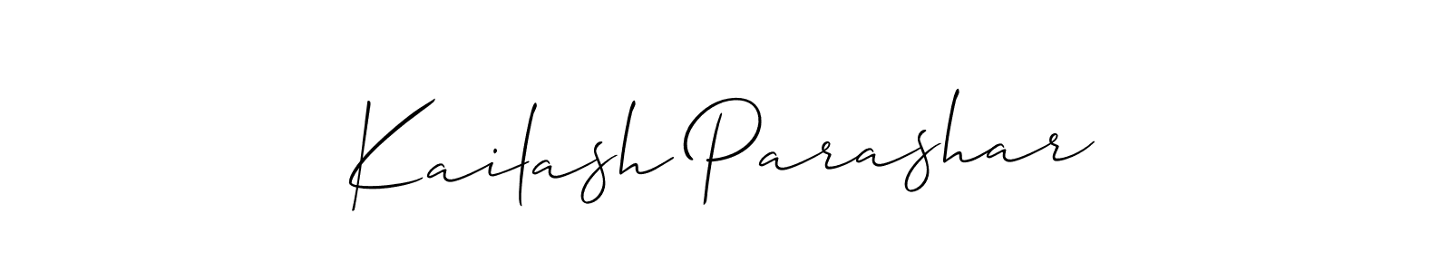 The best way (Allison_Script) to make a short signature is to pick only two or three words in your name. The name Kailash Parashar include a total of six letters. For converting this name. Kailash Parashar signature style 2 images and pictures png