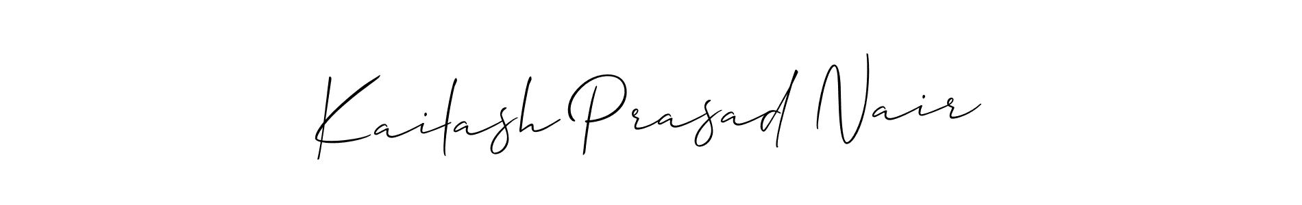 Make a short Kailash Prasad Nair signature style. Manage your documents anywhere anytime using Allison_Script. Create and add eSignatures, submit forms, share and send files easily. Kailash Prasad Nair signature style 2 images and pictures png