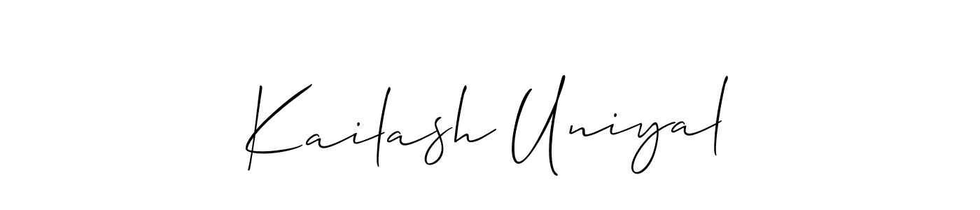 How to make Kailash Uniyal signature? Allison_Script is a professional autograph style. Create handwritten signature for Kailash Uniyal name. Kailash Uniyal signature style 2 images and pictures png