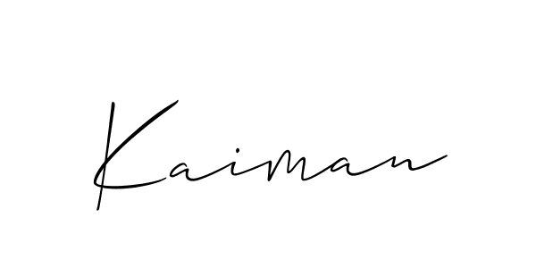 Make a beautiful signature design for name Kaiman. With this signature (Allison_Script) style, you can create a handwritten signature for free. Kaiman signature style 2 images and pictures png