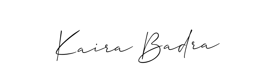 It looks lik you need a new signature style for name Kaira Badra. Design unique handwritten (Allison_Script) signature with our free signature maker in just a few clicks. Kaira Badra signature style 2 images and pictures png