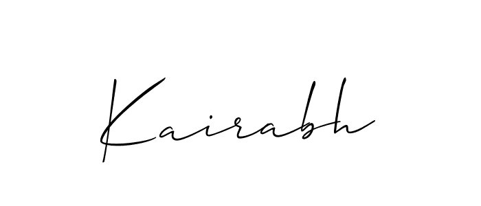 Use a signature maker to create a handwritten signature online. With this signature software, you can design (Allison_Script) your own signature for name Kairabh. Kairabh signature style 2 images and pictures png